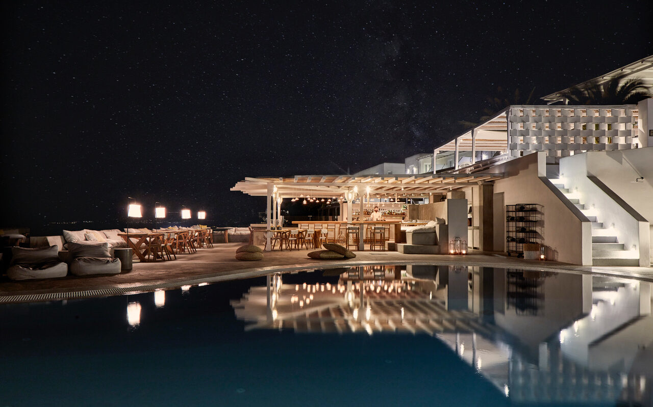 Select Green Hotels Boheme Mykonos pool at night