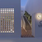 Select Green Hotels Ethos Vegan Suites Santorini outside at night