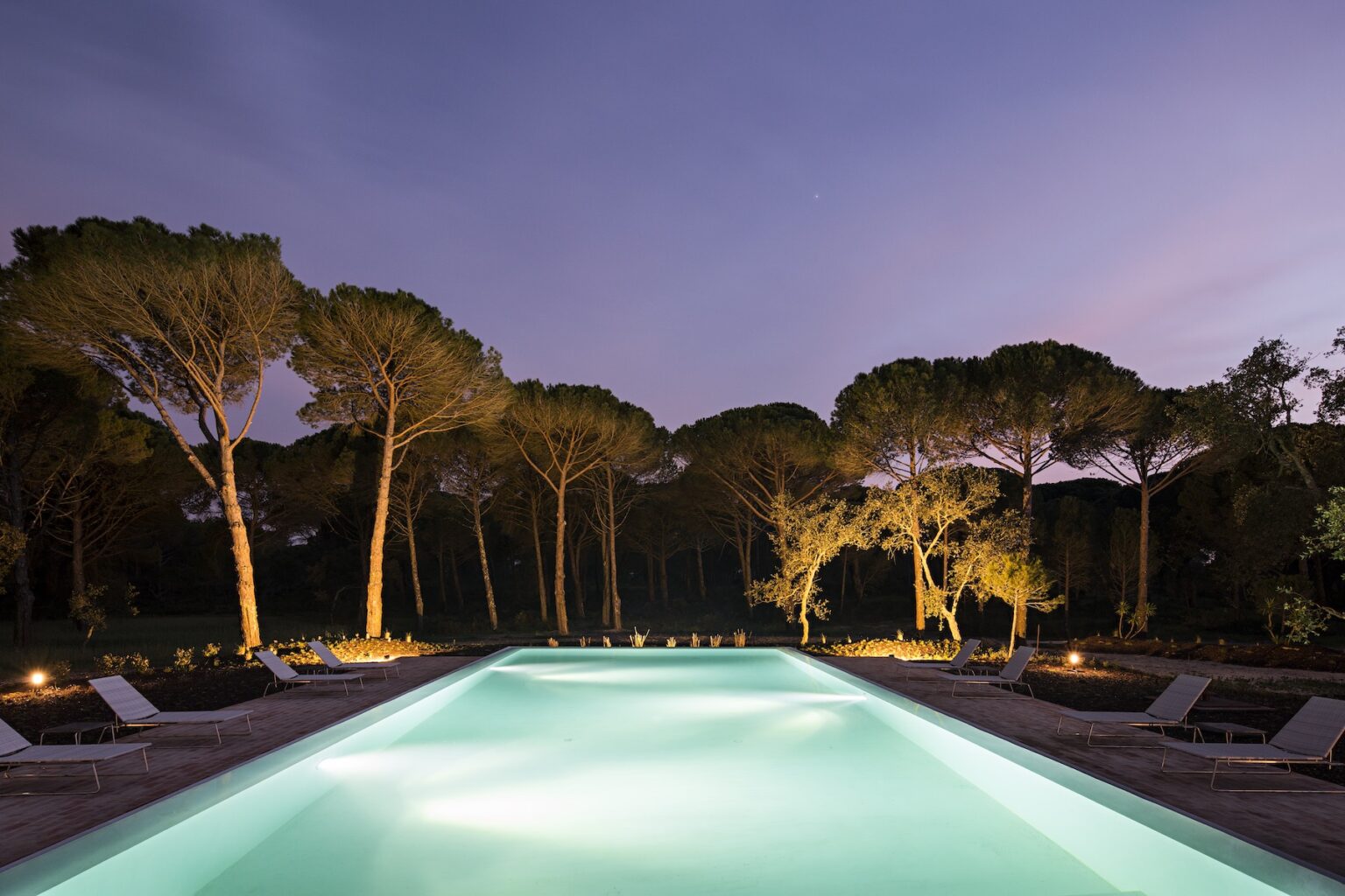 Select Green Hotels Sublime Comporta pool by night