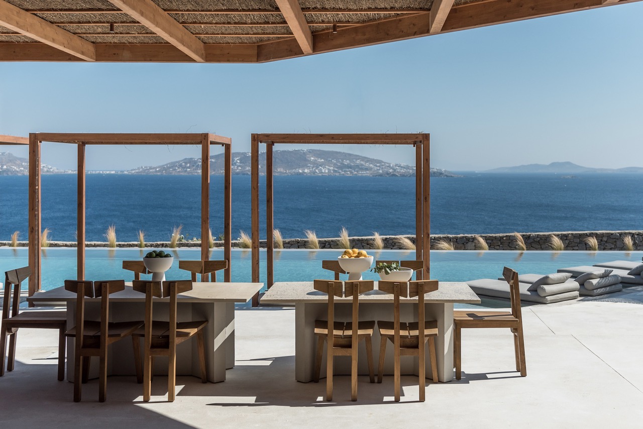 Select Green Hotels Rocabella Mykonos pool Tagsüber mit Meerblick