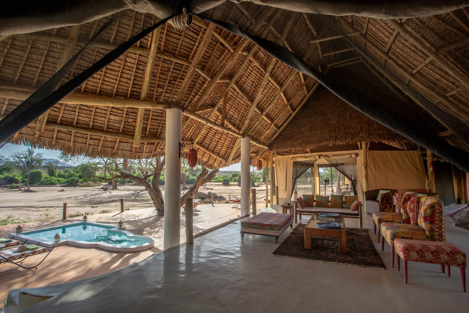 Select Green Hotels Sasaab Safari Lodge living room and private swimming pool