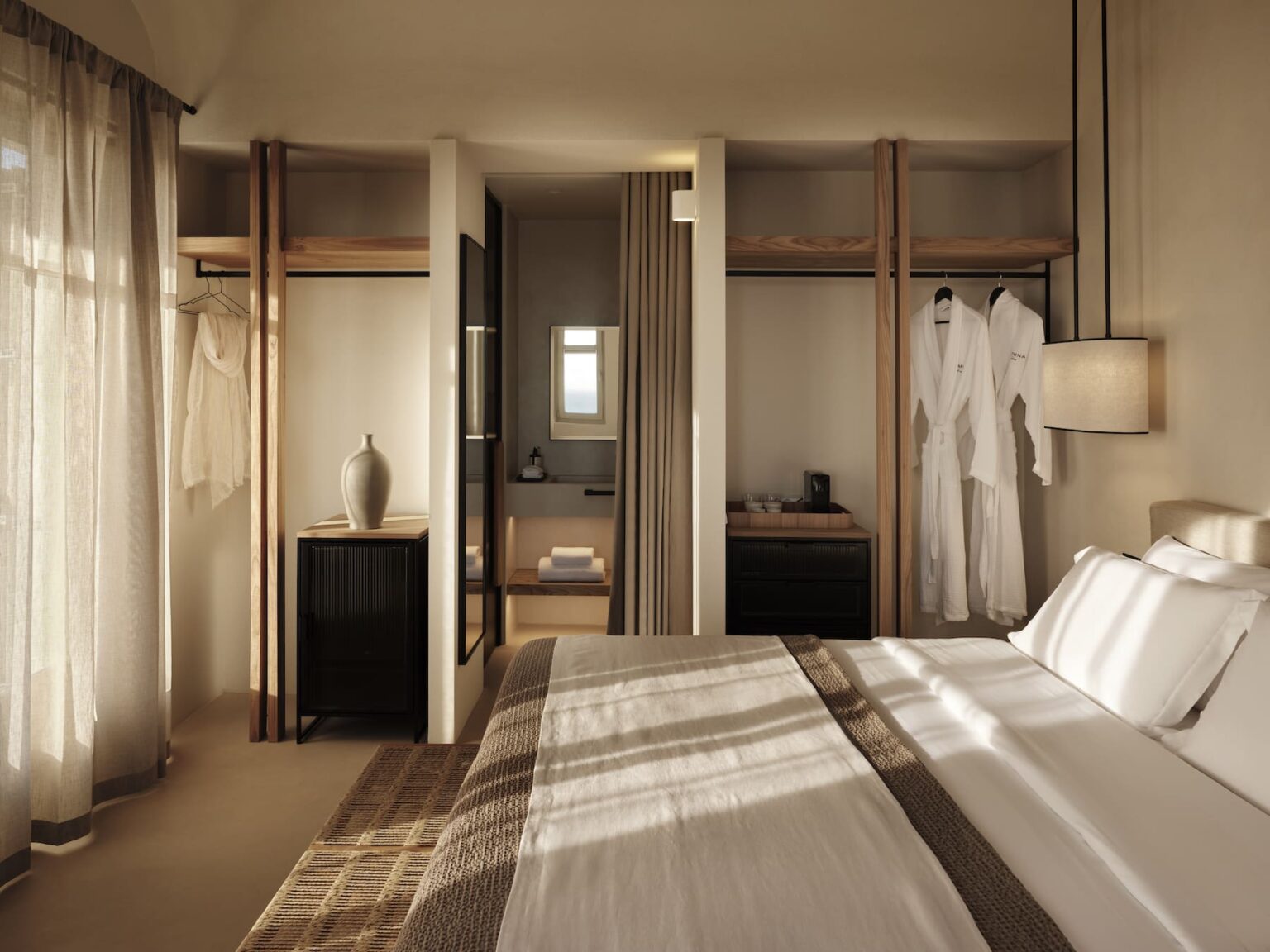 Stamna Sifnos Select Green Hotels Hotel room comfortable bed and storage